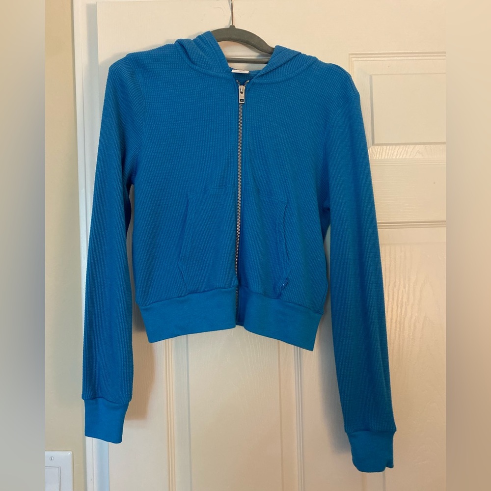 Aritizia TNA Waffle Zip Hoodie in Blue